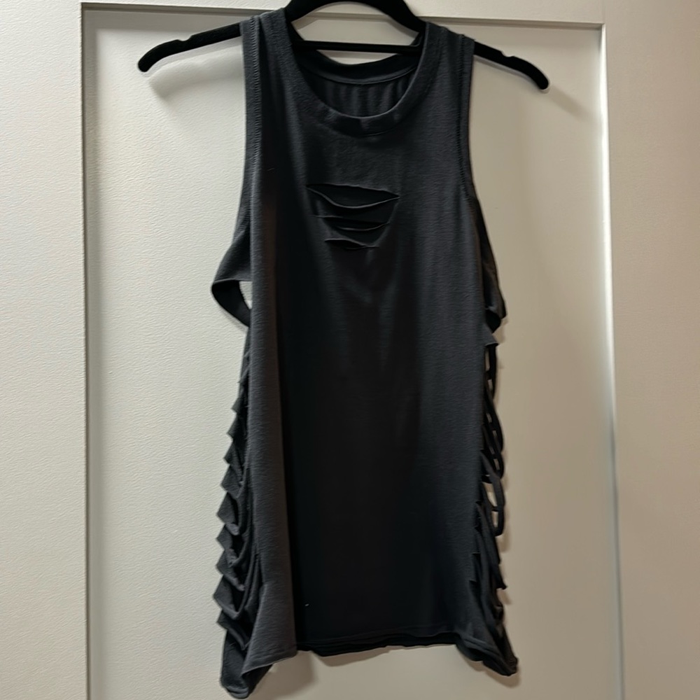 Alo Yoga Rip Warrior Tank Size Small Anthracite Gray